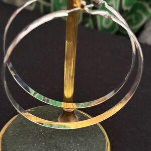 Large Diamond Cut 925 Silver Circle Hoop Earrings New Item